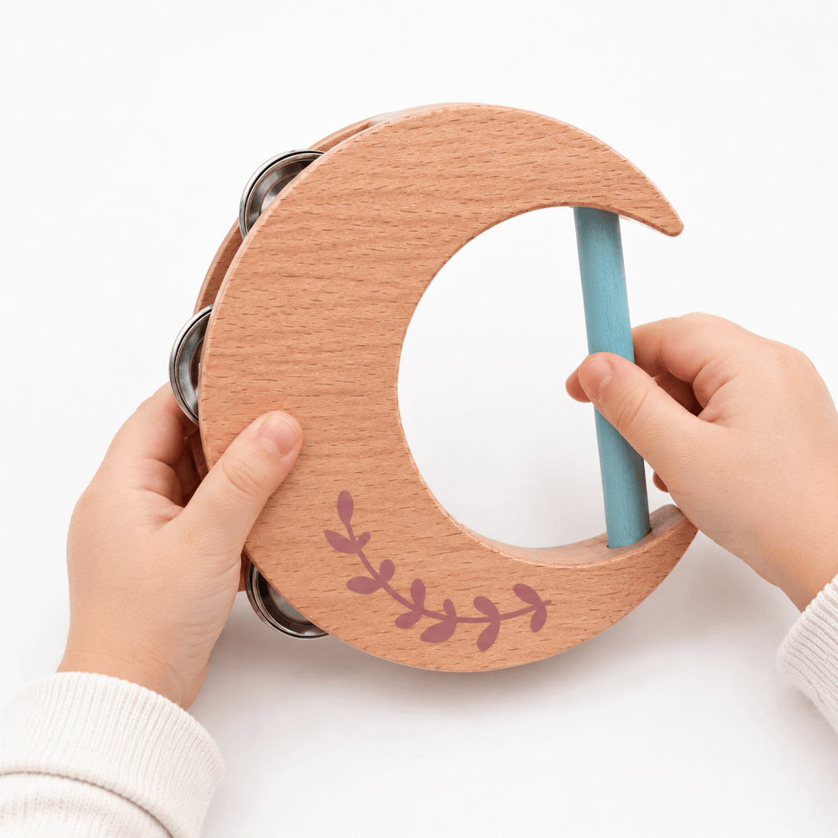 Montessori Wooden Moon Rattle for Babies | Musical Sensory Toy