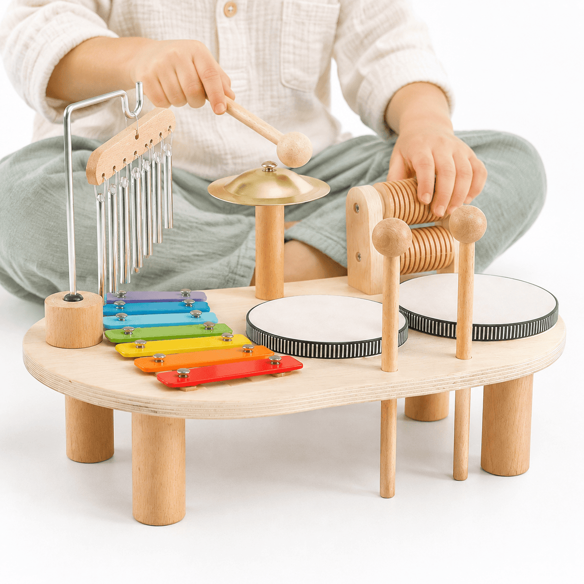 Montessori Wooden Music Activity Table for Toddlers and Kids