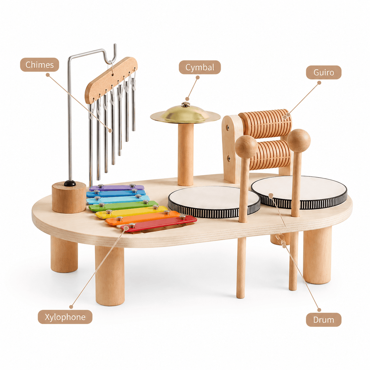 Montessori Wooden Music Activity Table for Toddlers and Kids