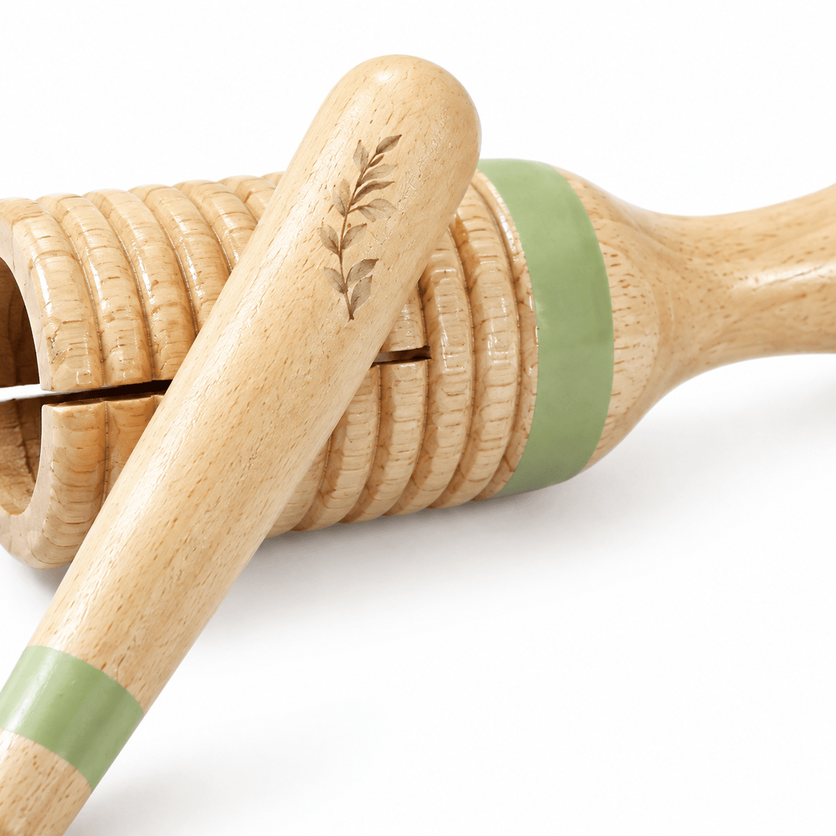 Montessori Wooden Musical Rattle with Ridges for Babies & Toddlers