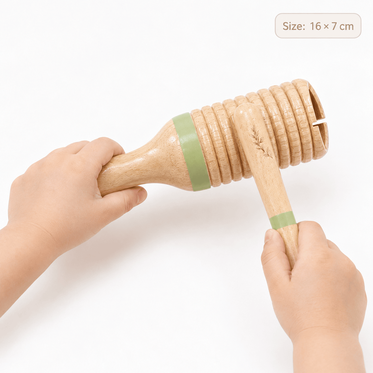 Montessori Wooden Musical Rattle with Ridges for Babies & Toddlers