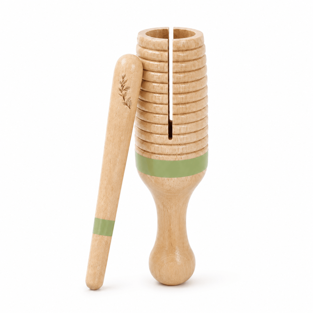 Montessori Wooden Musical Rattle with Ridges for Babies & Toddlers