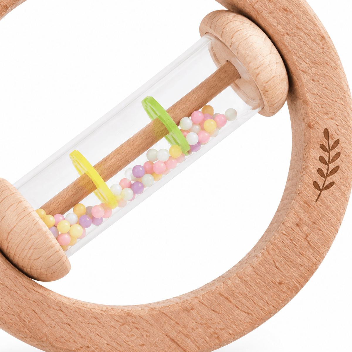 Montessori Wooden Rain Rattle for Babies - Sensory Sound Toy