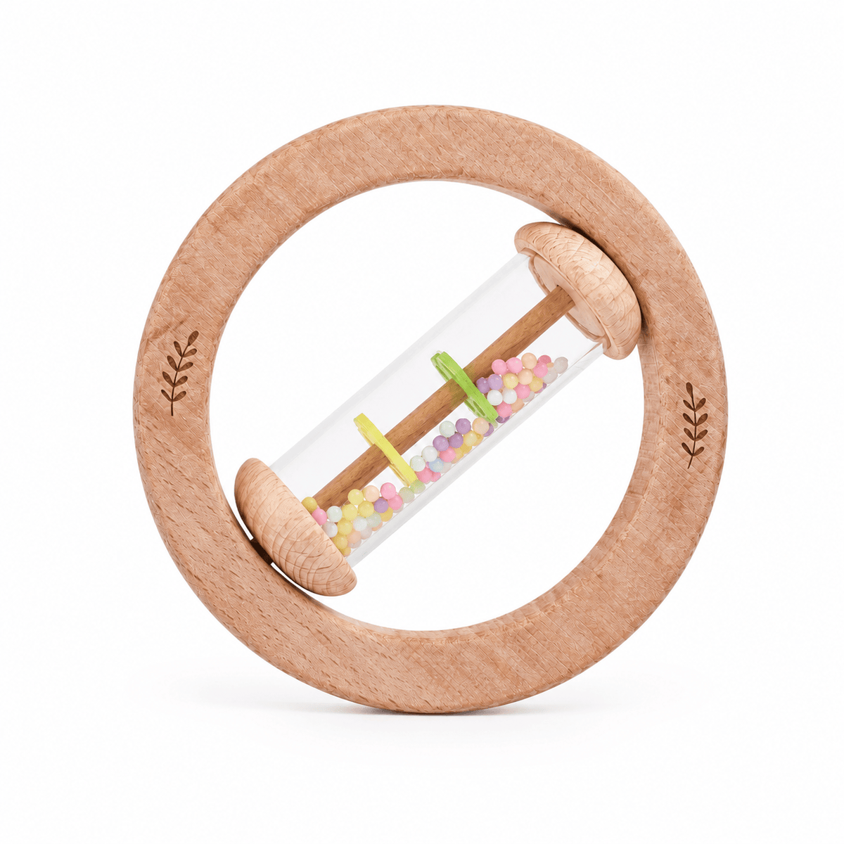 Montessori Wooden Rain Rattle for Babies - Sensory Sound Toy