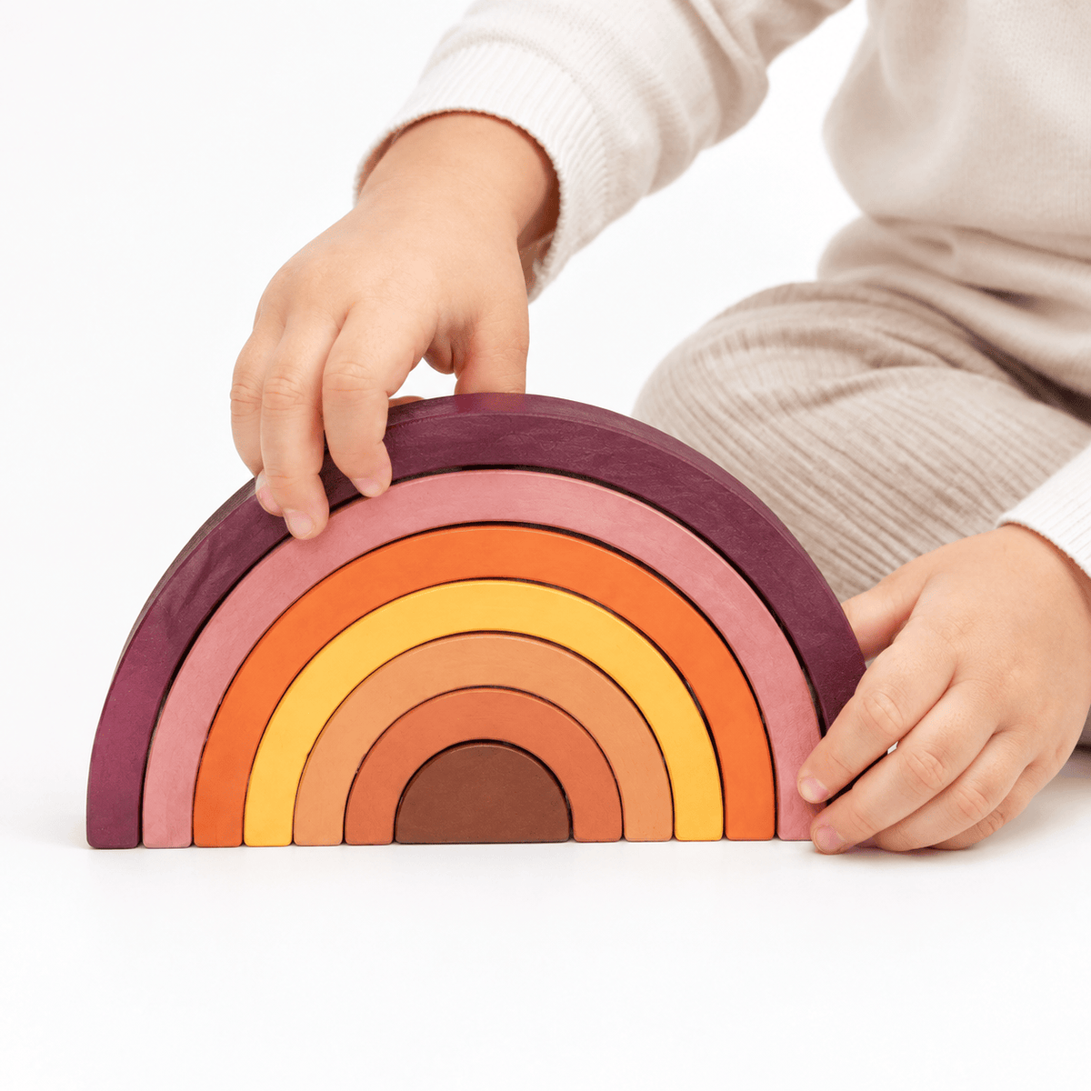 Montessori Wooden Rainbow Stacker – Stacking Toy for Toddlers