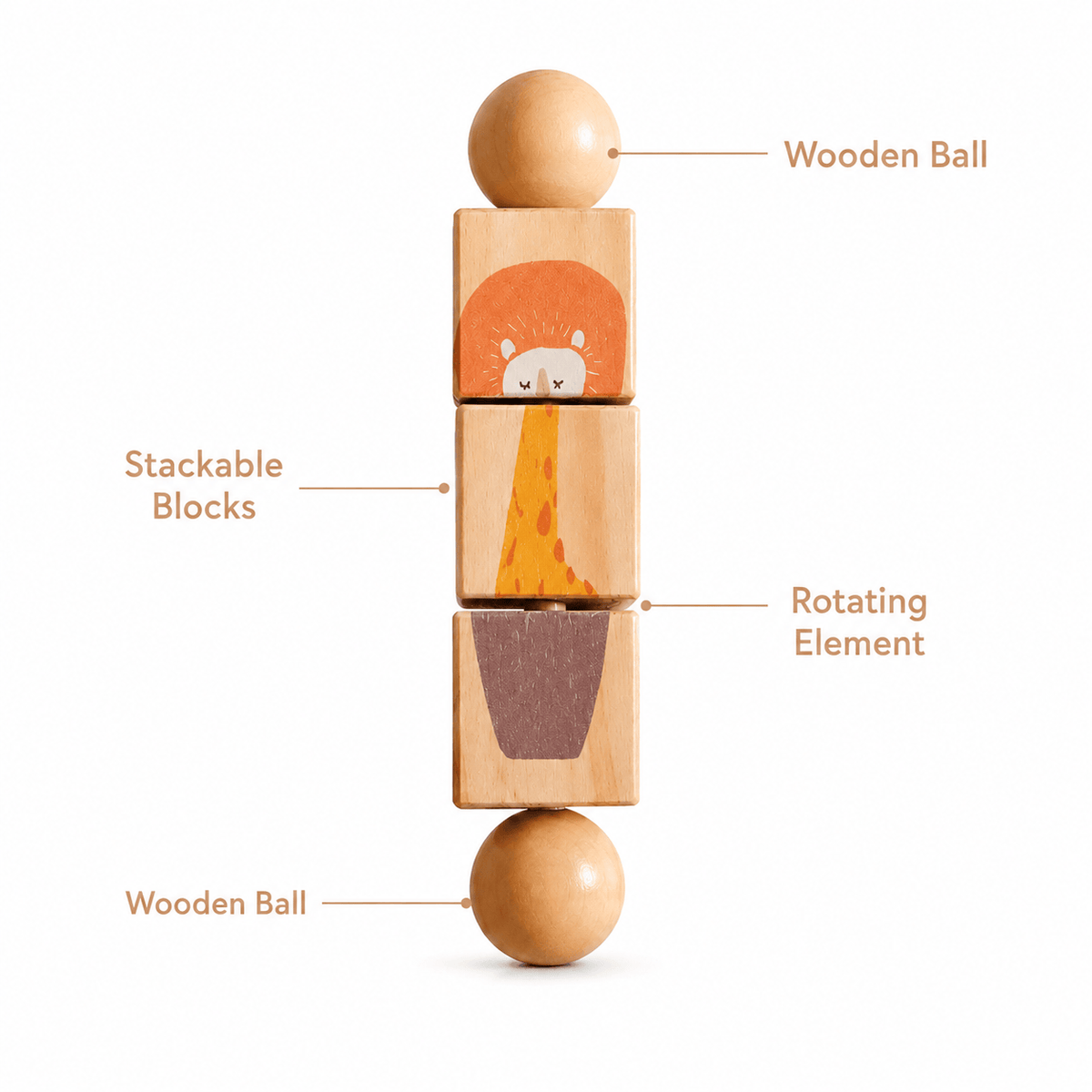 Montessori Wooden Stacking Puzzle Toy for Toddlers Fine Motor Skills