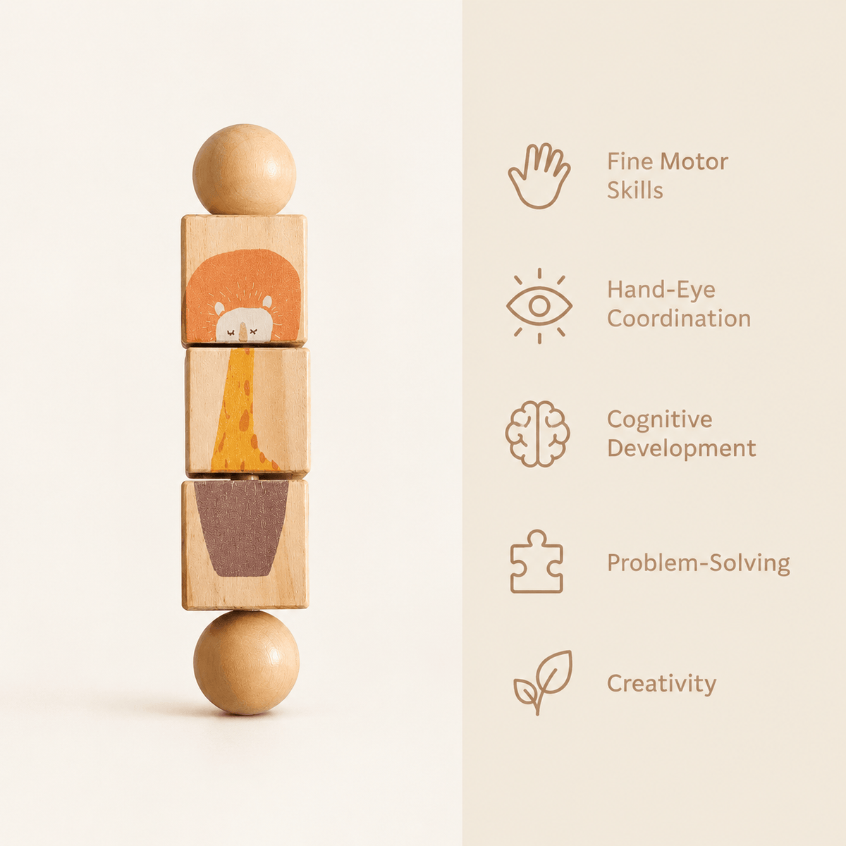 Montessori Wooden Stacking Puzzle Toy for Toddlers Fine Motor Skills