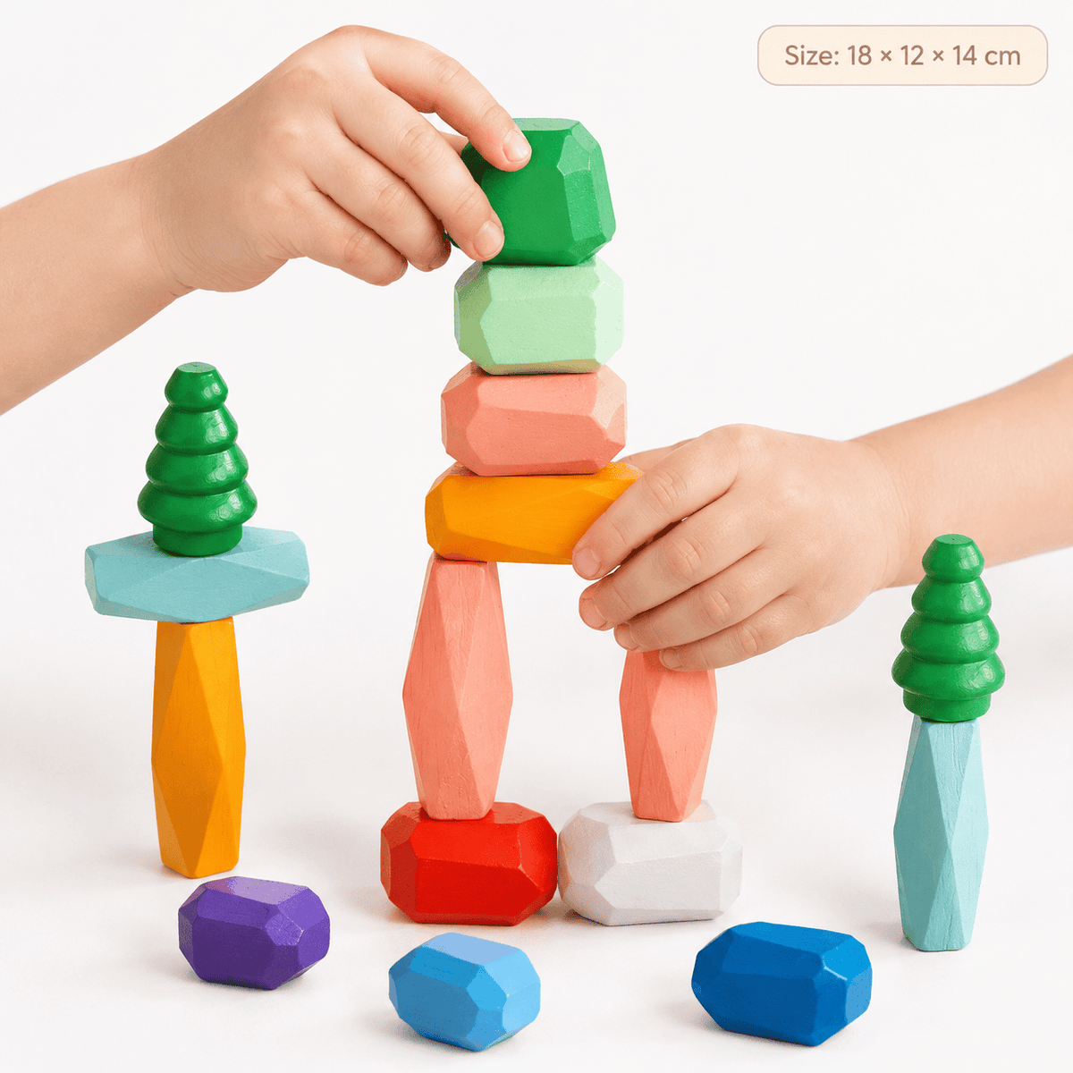 Montessori Wooden Stacking Stones Balancing Blocks for Toddlers