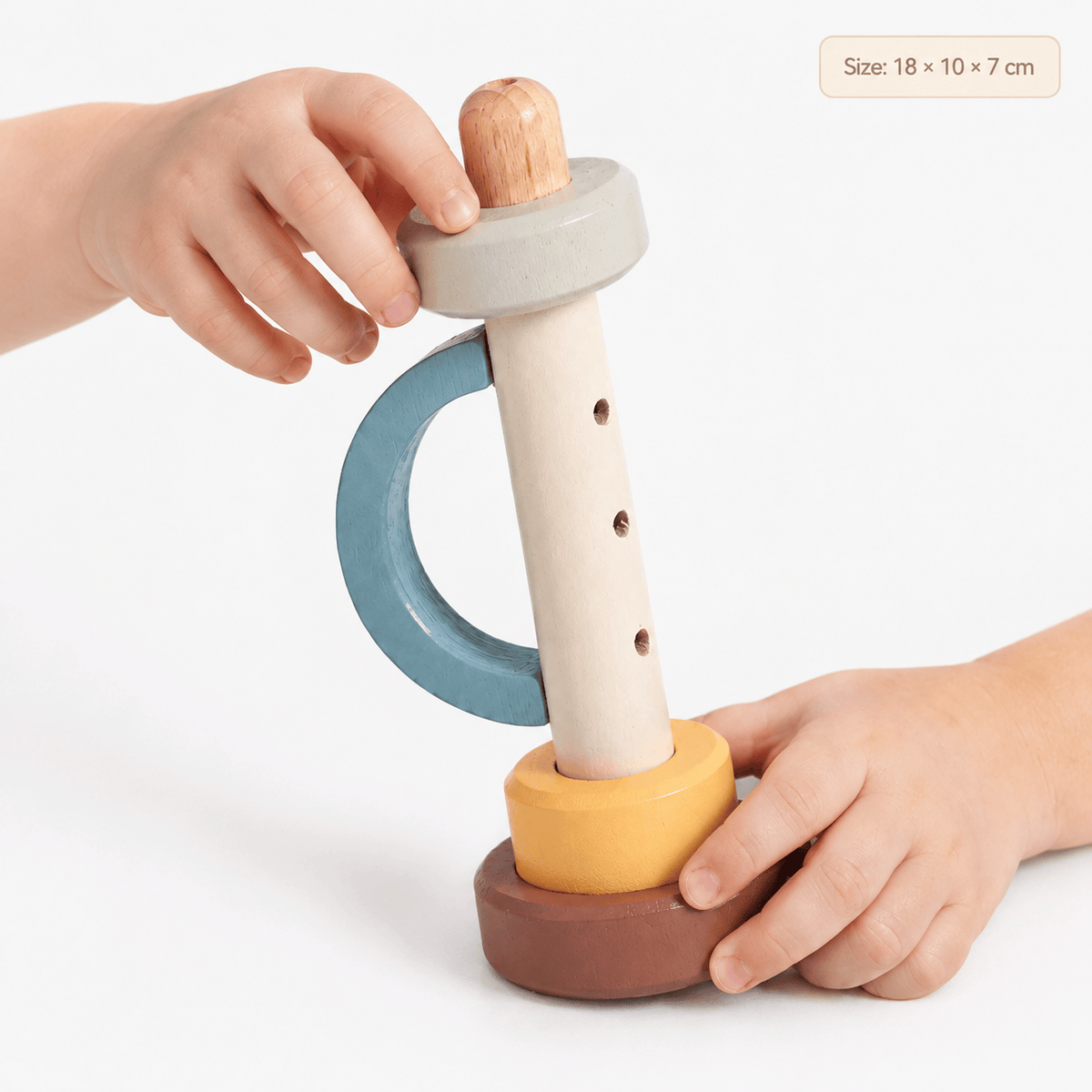 Montessori Wooden Stacking Toy with Rotating Rings for Toddlers
