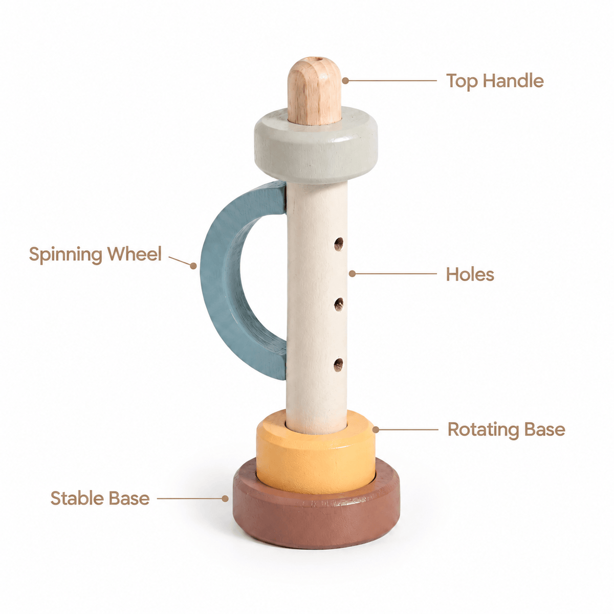 Montessori Wooden Stacking Toy with Rotating Rings for Toddlers