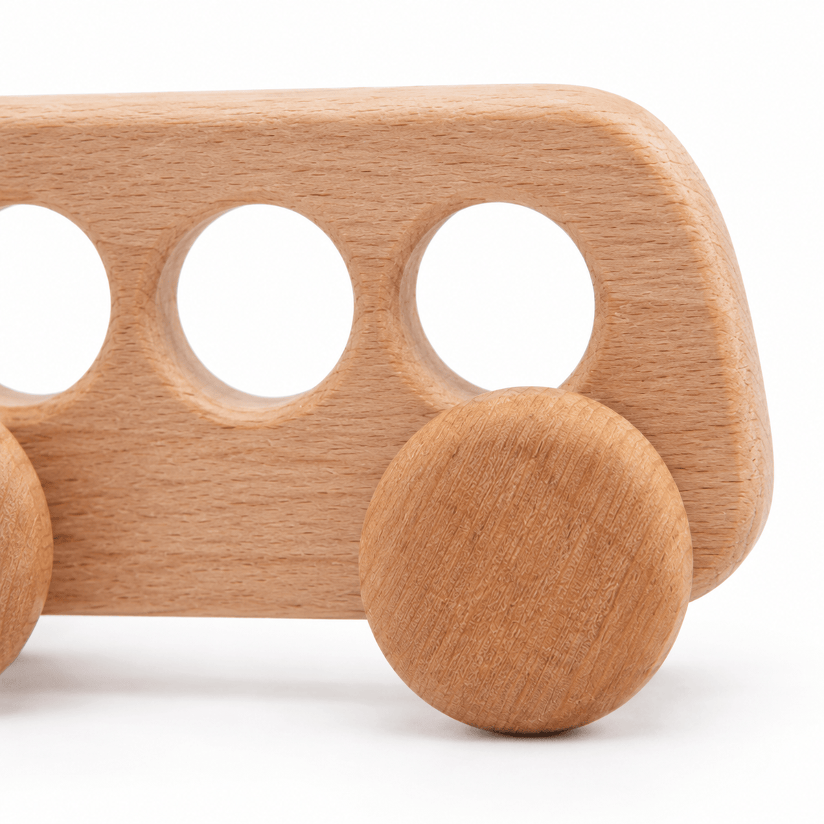 Montessori Wooden Toy Bus with Rolling Wheels for Toddlers