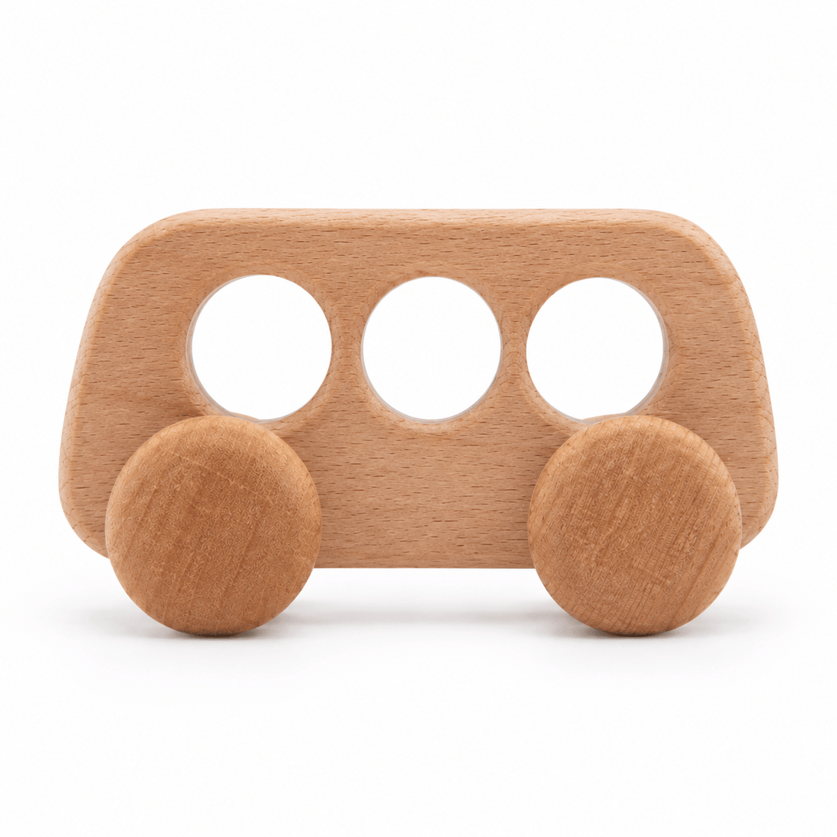 Montessori Wooden Toy Bus with Rolling Wheels for Toddlers