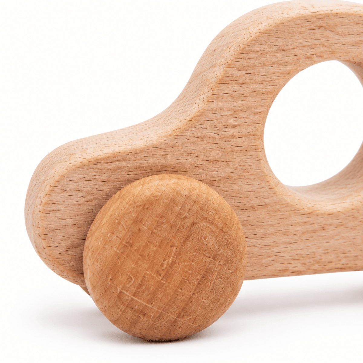 Montessori Wooden Toy Car with Grip Hole for Toddlers & Babies