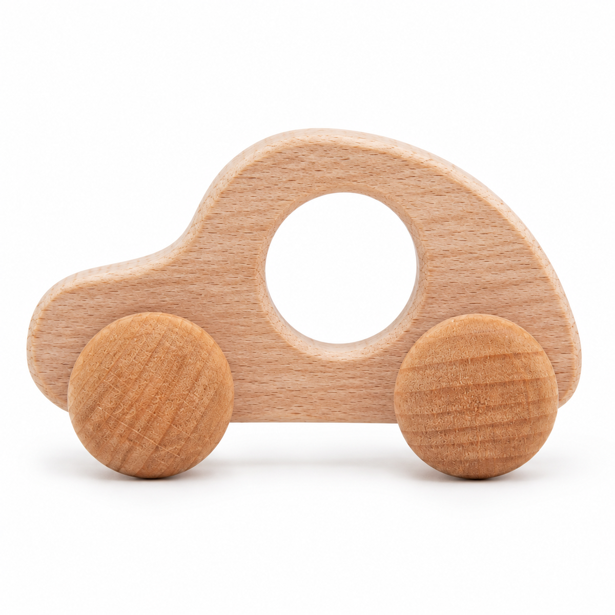 Montessori Wooden Toy Car with Grip Hole for Toddlers & Babies