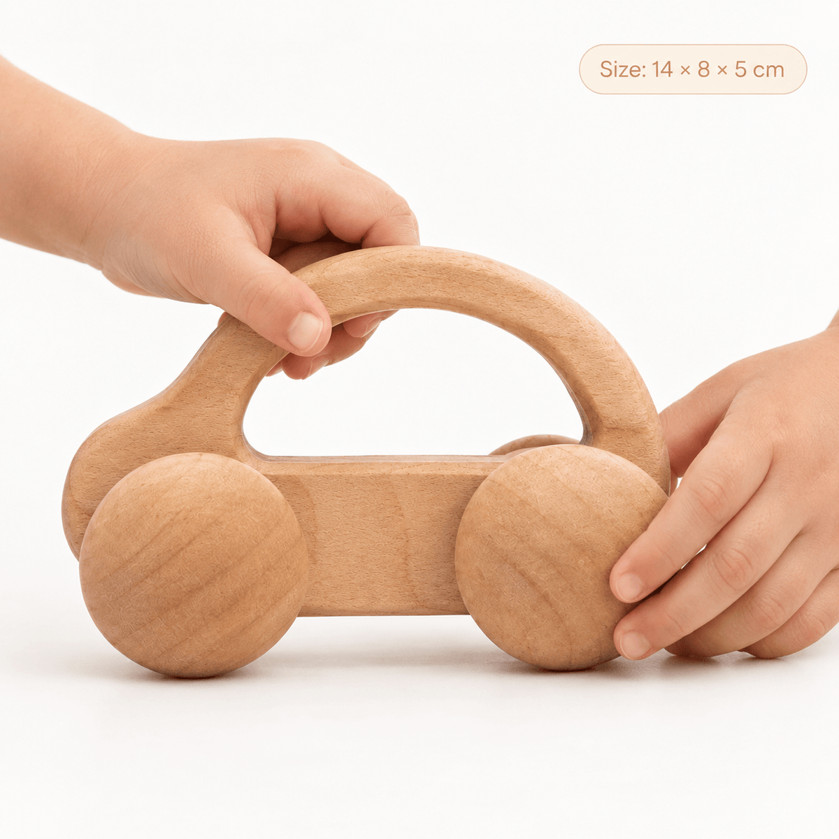 Montessori Wooden Toy Car with Wheels for Toddlers & Babies