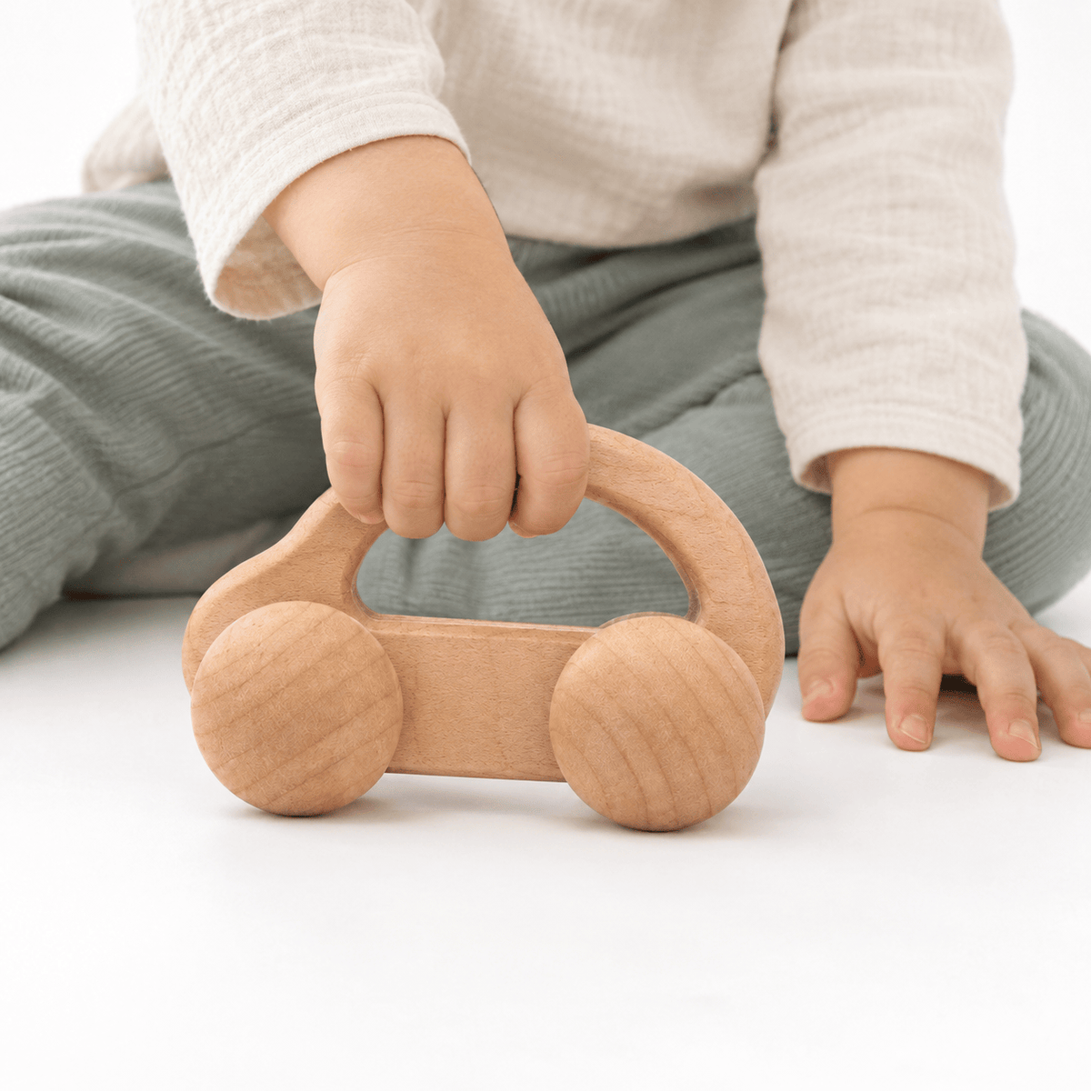 Montessori Wooden Toy Car with Wheels for Toddlers & Babies
