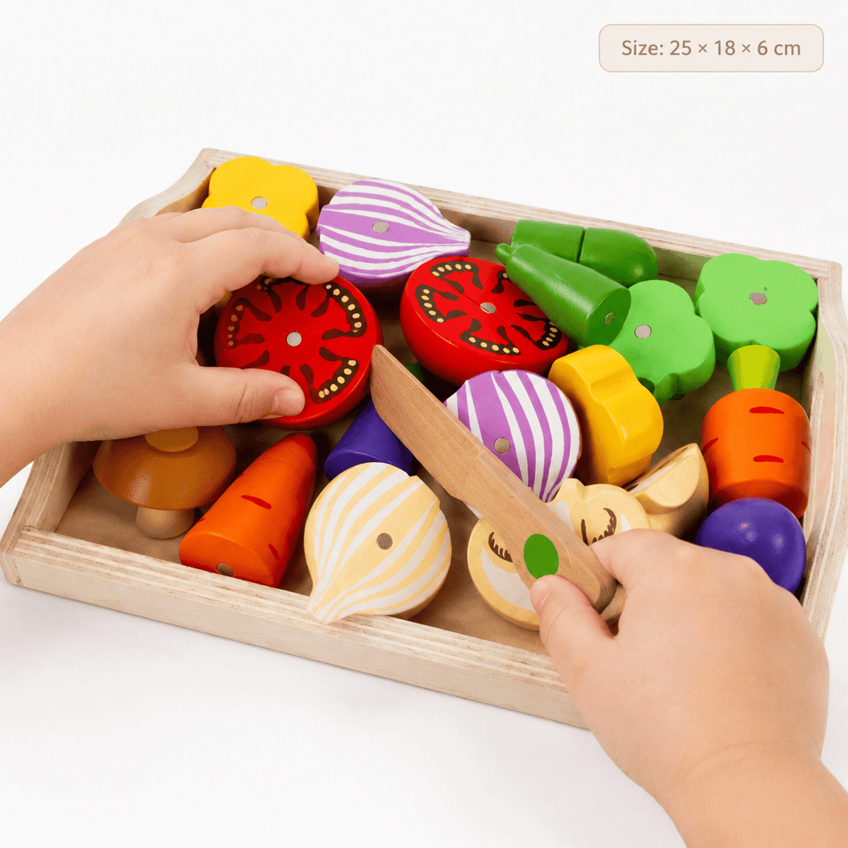 Montessori Wooden Vegetable Cutting Set for Toddlers – Kids Play Food