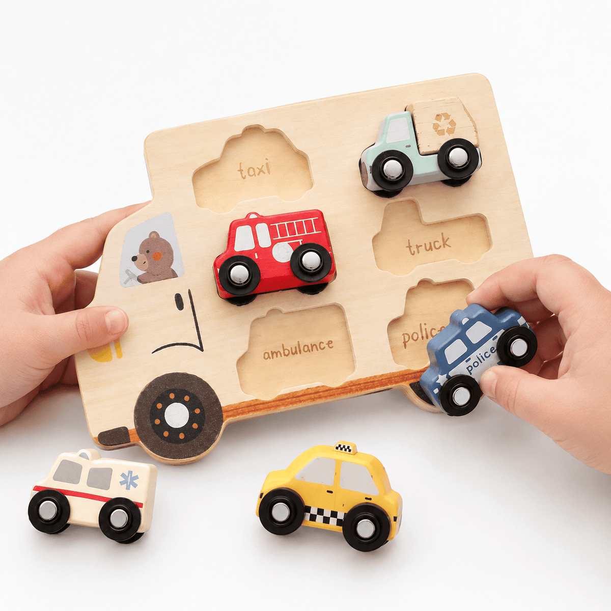 Montessori Wooden Vehicle Shape Sorting Puzzle for Toddlers