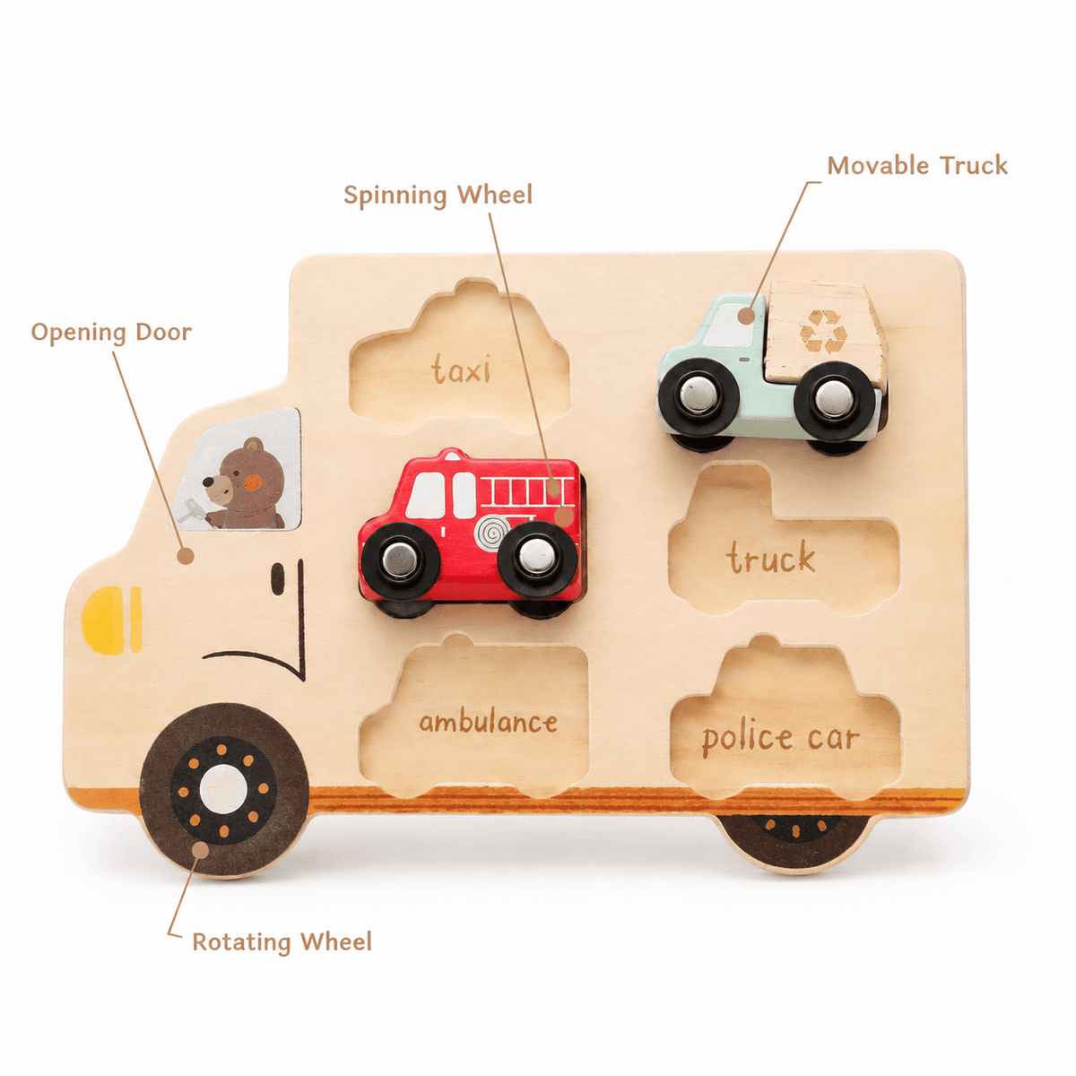 Montessori Wooden Vehicle Shape Sorting Puzzle for Toddlers