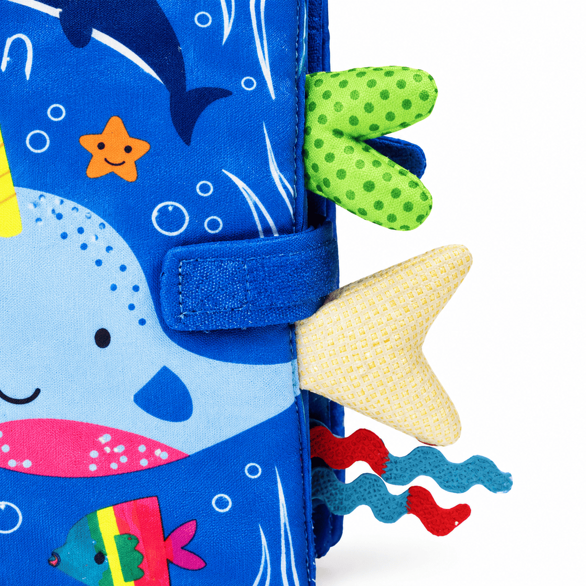 Ocean Sensory Cloth Book with Interactive Tabs for Babies