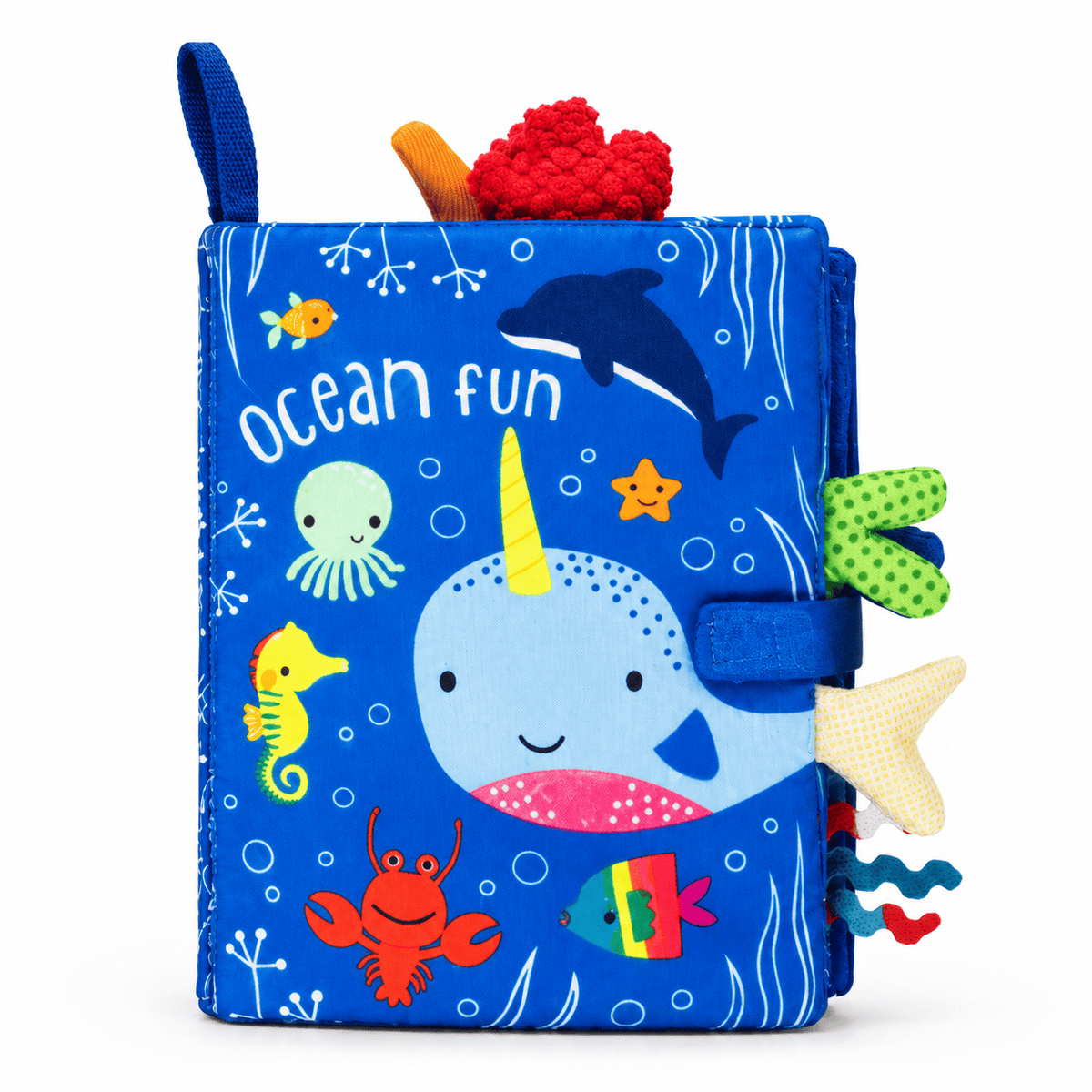 Ocean Sensory Cloth Book with Interactive Tabs for Babies
