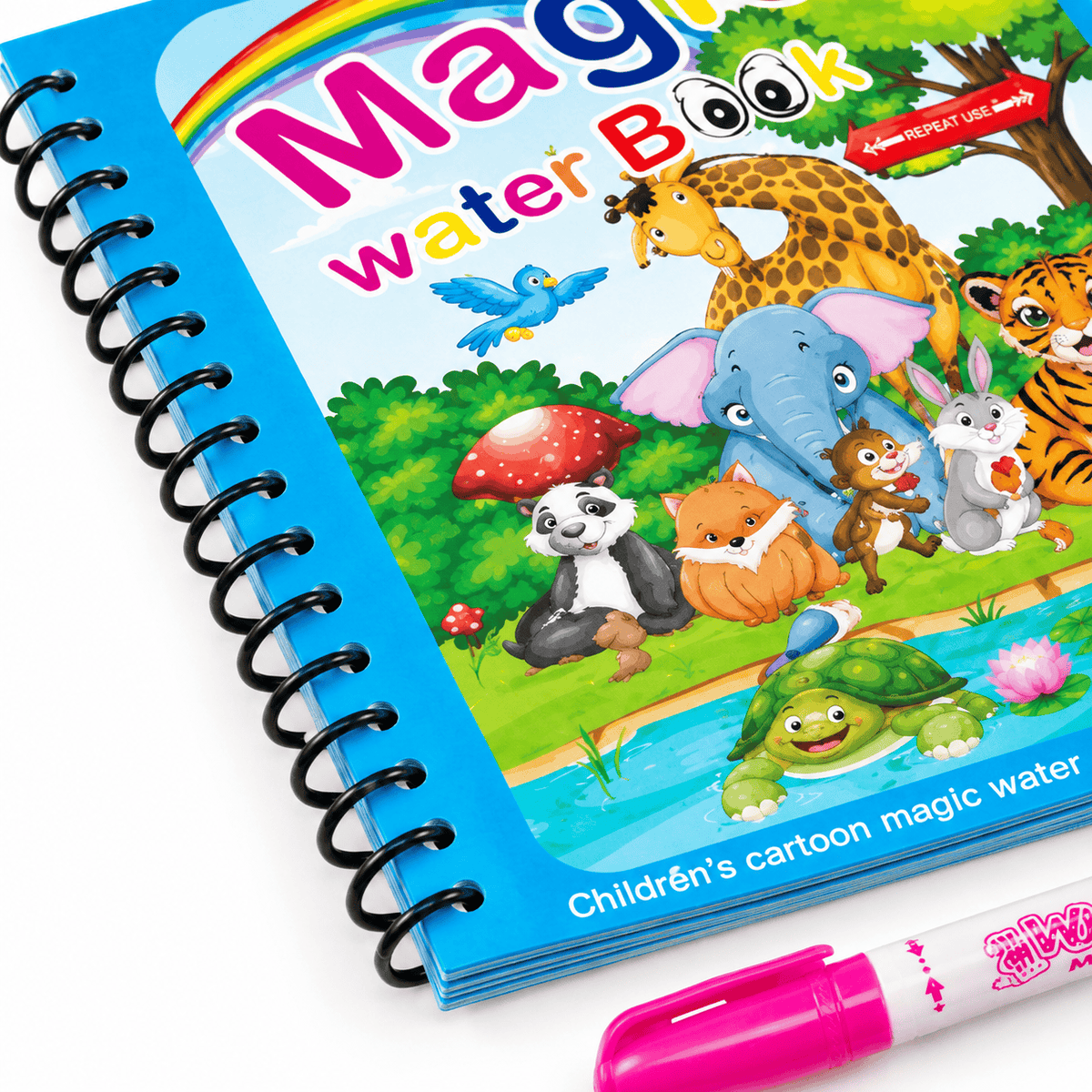 Reusable Water Coloring Book with Animal Illustrations for Toddlers