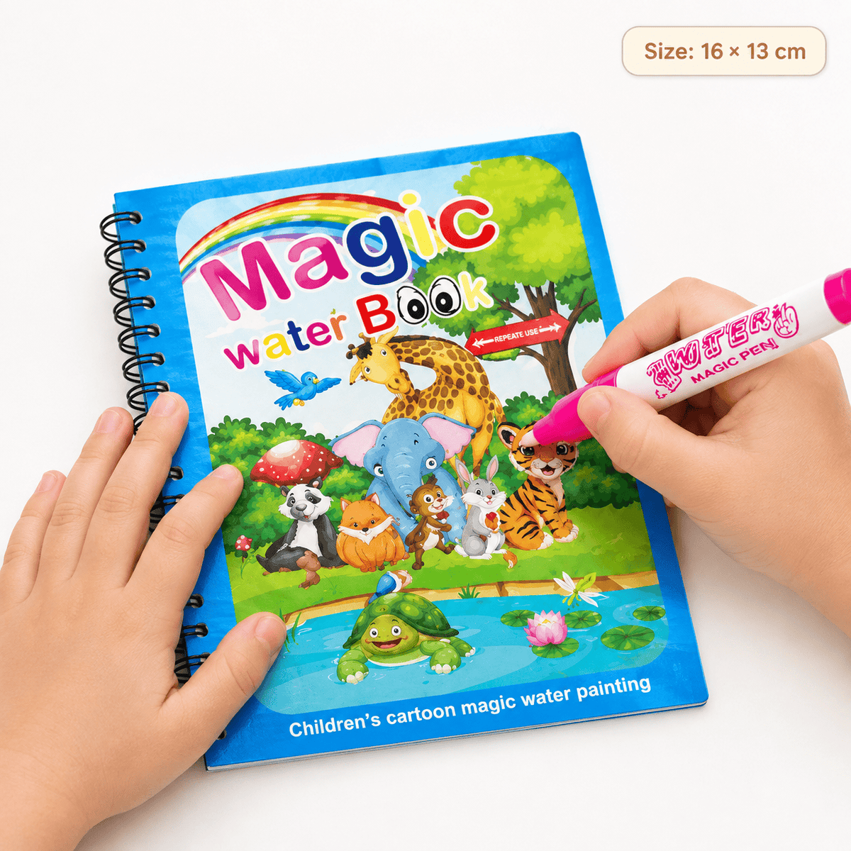 Reusable Water Coloring Book with Animal Illustrations for Toddlers
