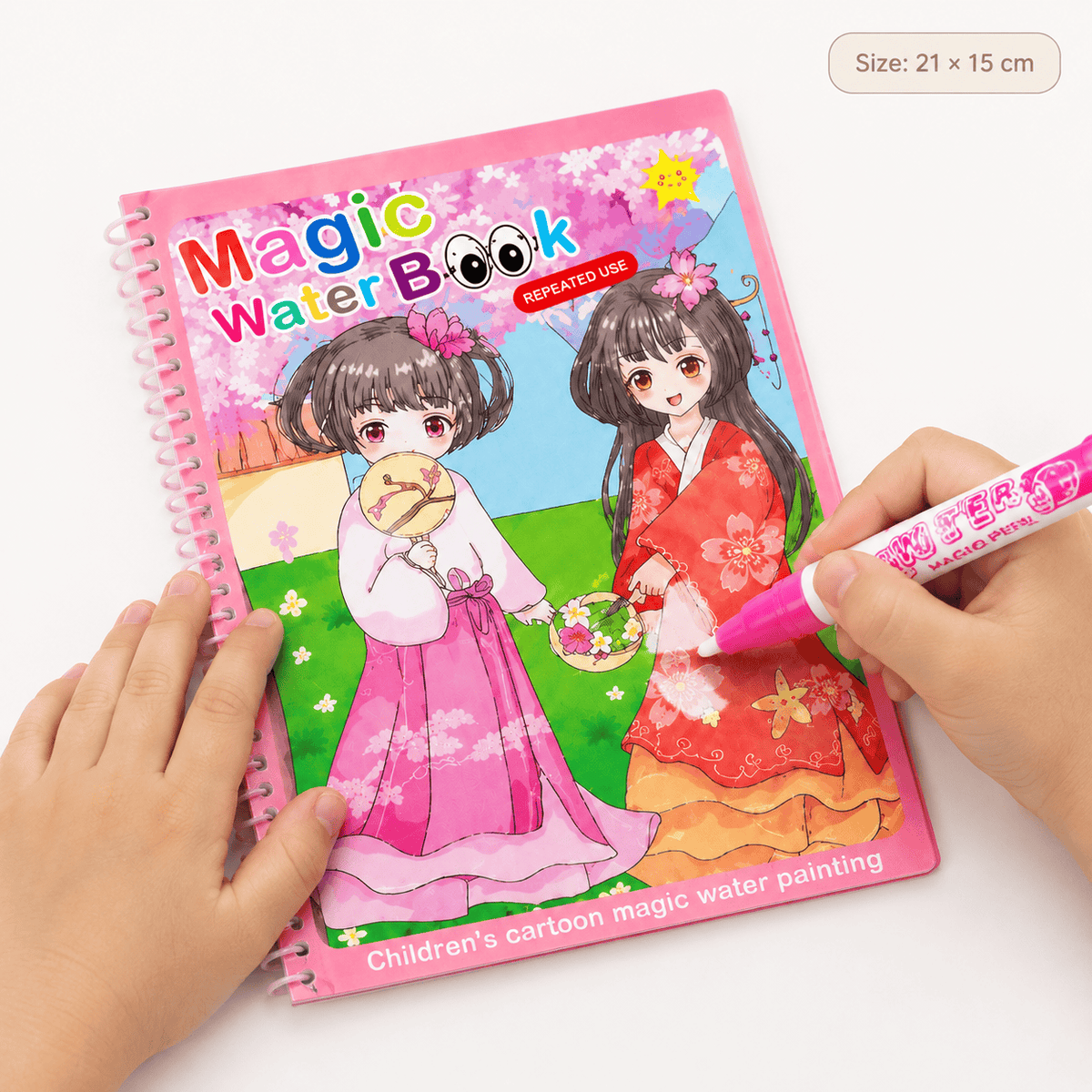 Reusable Water Coloring Book with Asian Designs for Toddlers