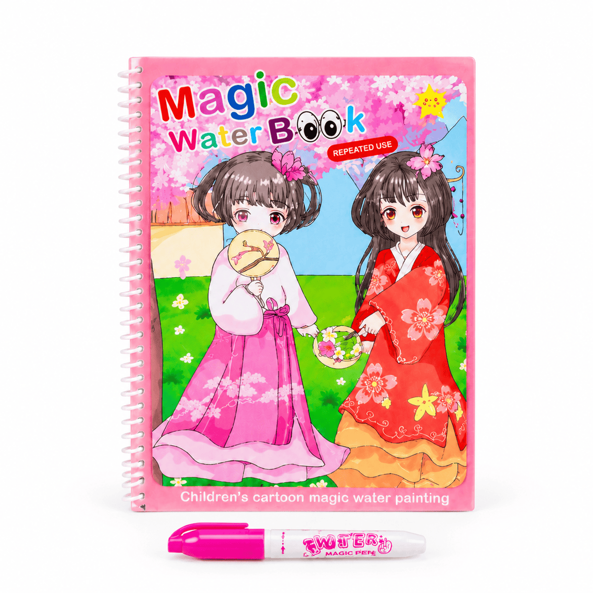 Reusable Water Coloring Book with Asian Designs for Toddlers