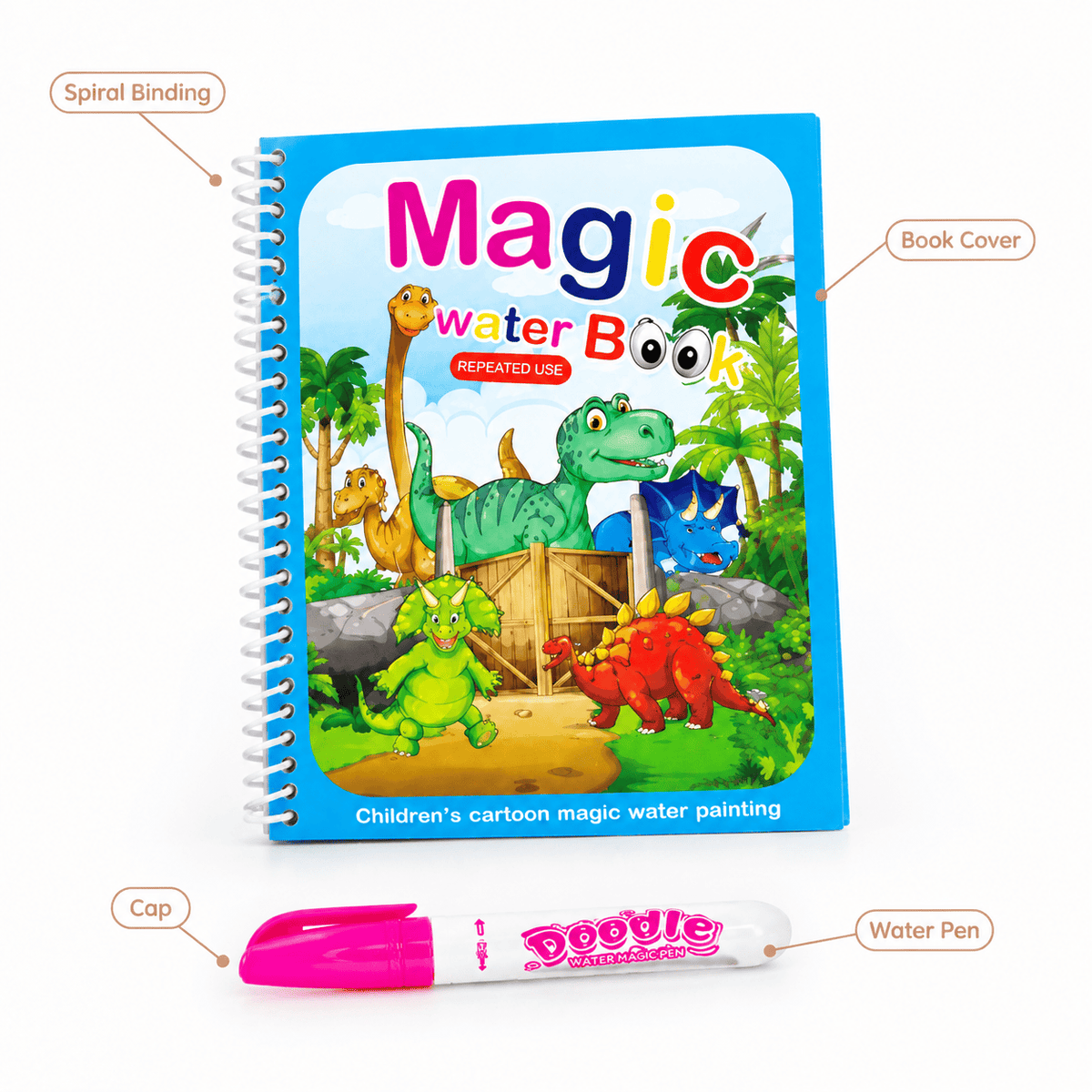 Reusable Water Coloring Book with Dinosaurs for Toddlers and Kids