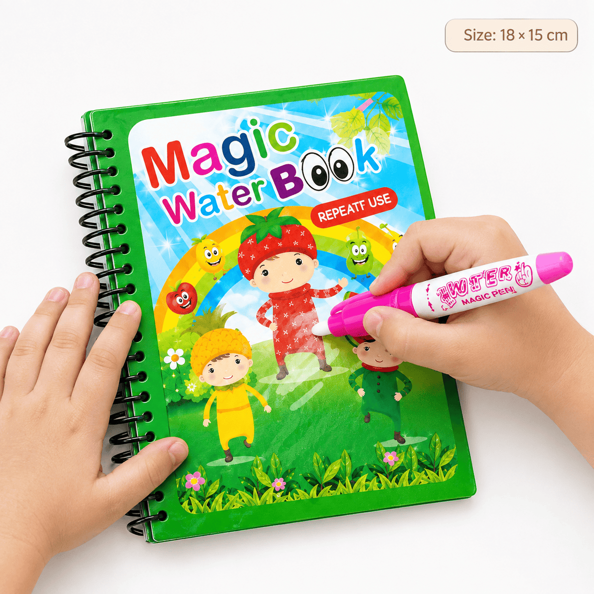 Reusable Water Coloring Book with Fruit Theme for Toddlers