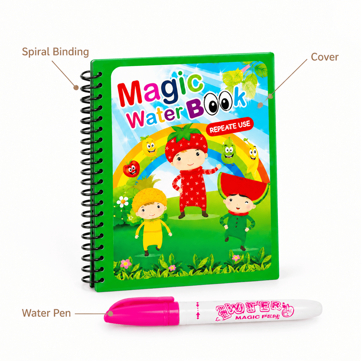 Reusable Water Coloring Book with Fruit Theme for Toddlers