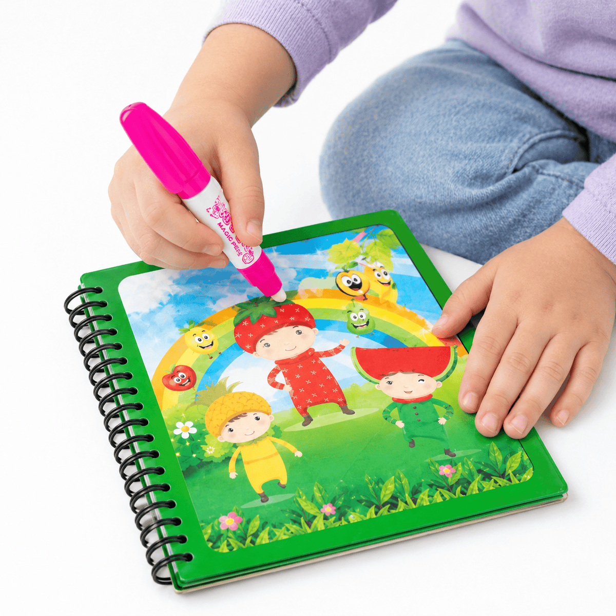Reusable Water Coloring Book with Fruit Theme for Toddlers