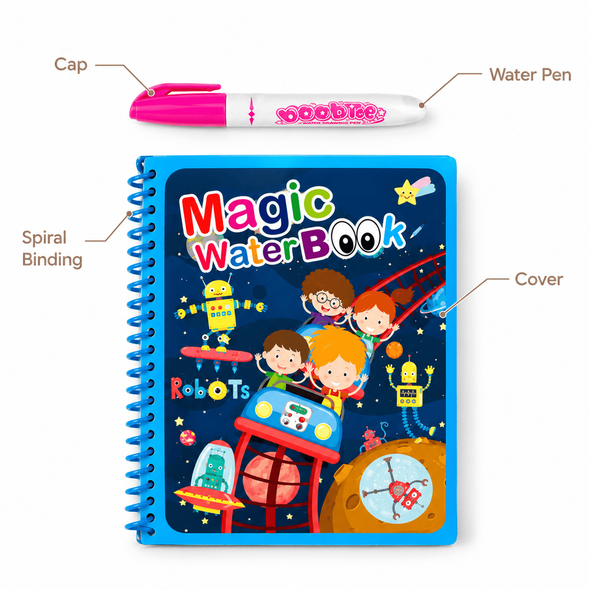Reusable Water Coloring Book with Magic Pen for Kids | Montessori