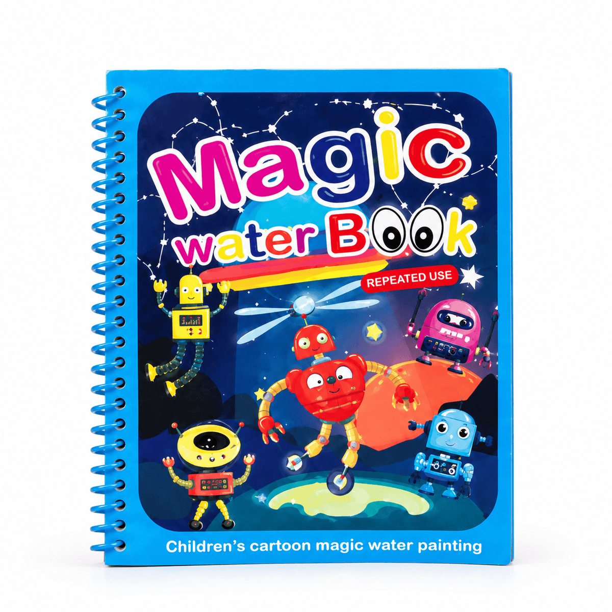Reusable Water Coloring Book with Robot Theme for Toddlers