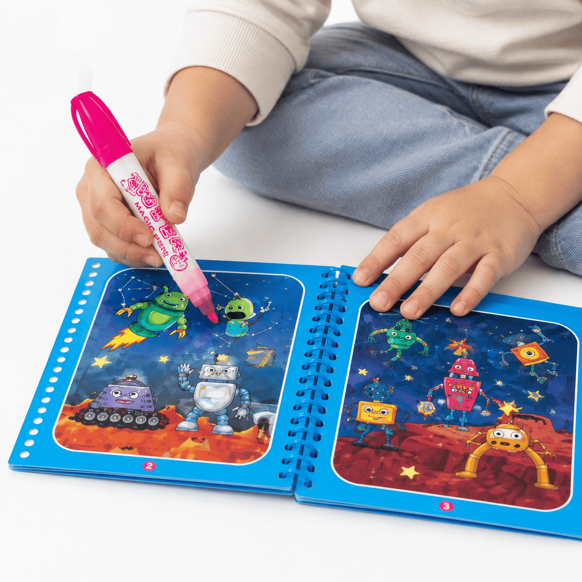 Reusable Water Coloring Book with Robot Theme for Toddlers