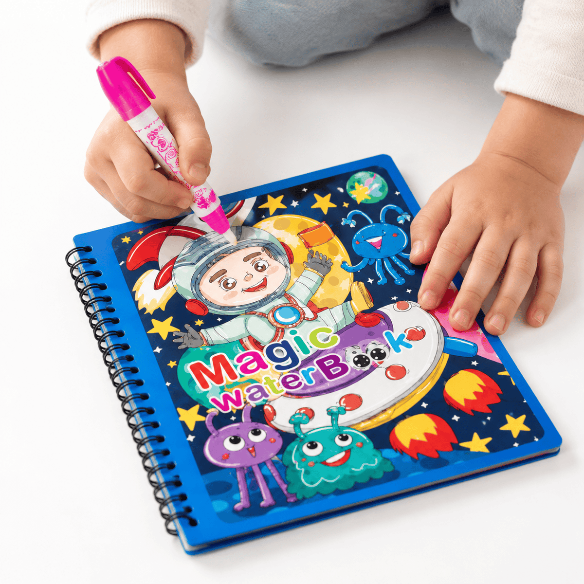 Reusable Water Coloring Book with Space Theme for Kids