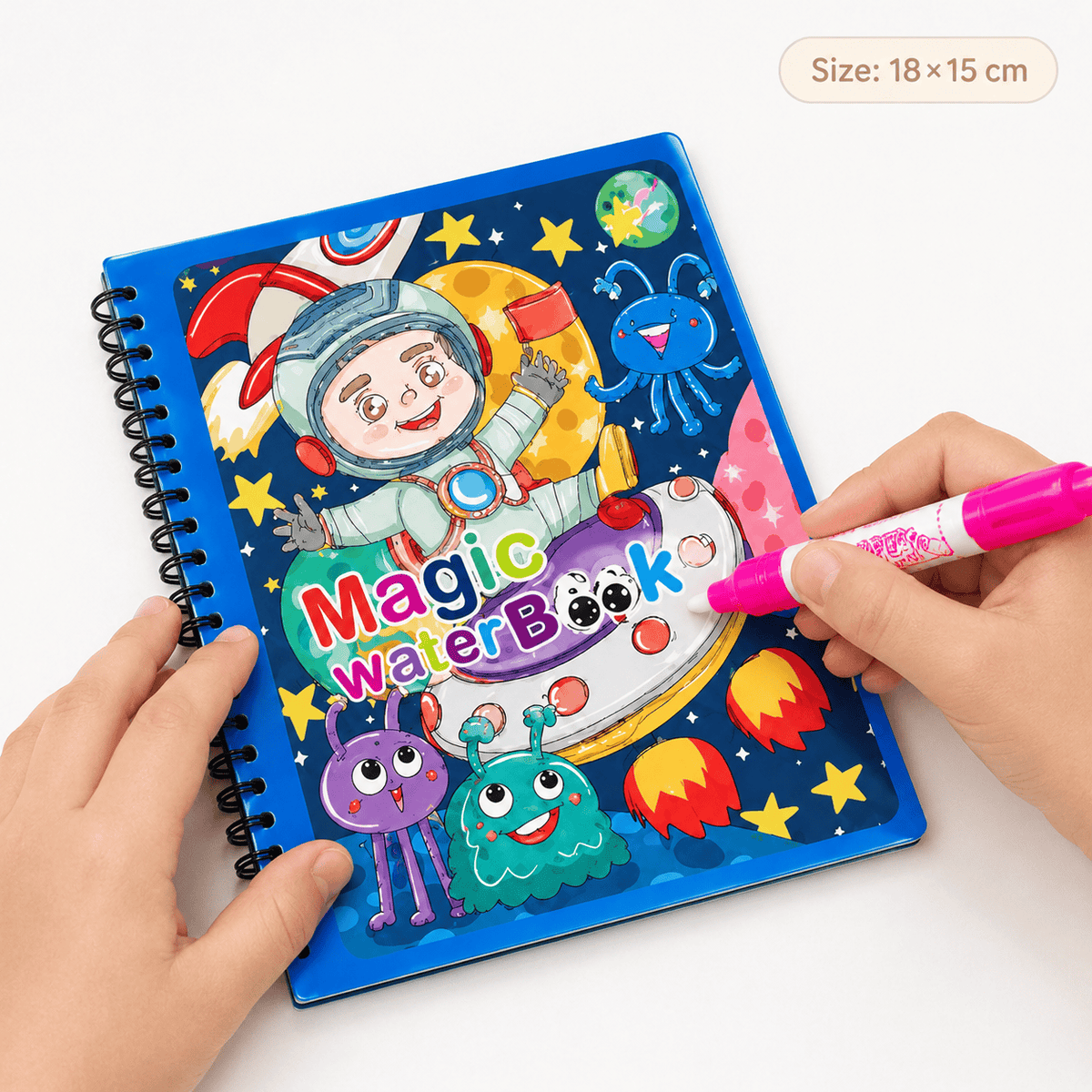 Reusable Water Coloring Book with Space Theme for Kids