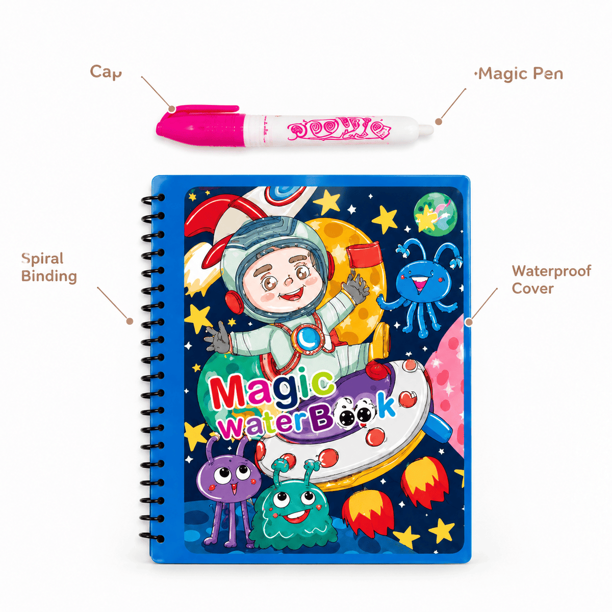 Reusable Water Coloring Book with Space Theme for Kids