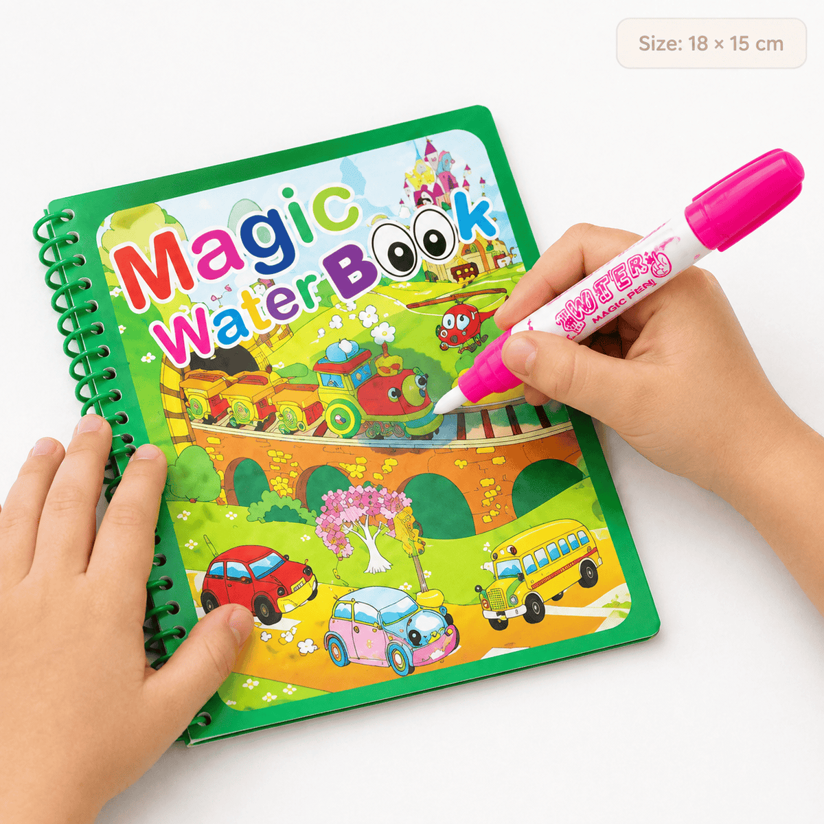 Reusable Water Coloring Book with Vehicles for Toddlers