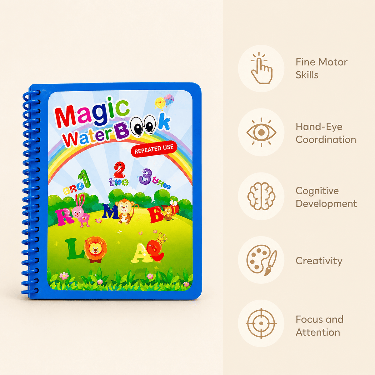 Reusable Water Drawing Book – Montessori Alphabet & Number Learning
