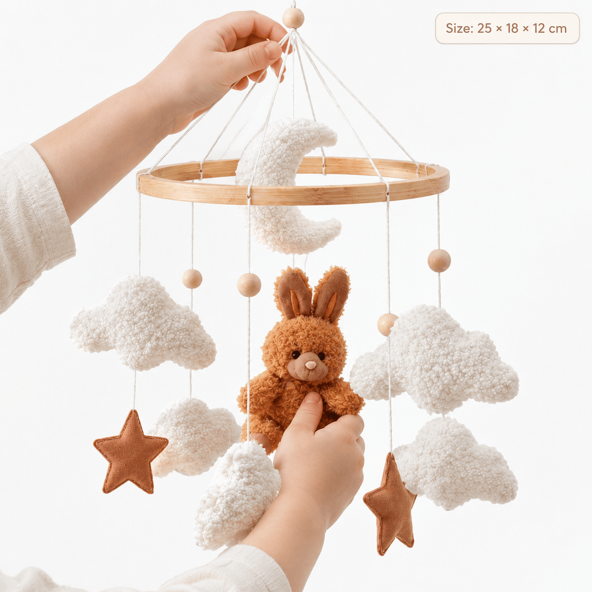 Soft Bunny Cloud Baby Crib Mobile for Visual Development