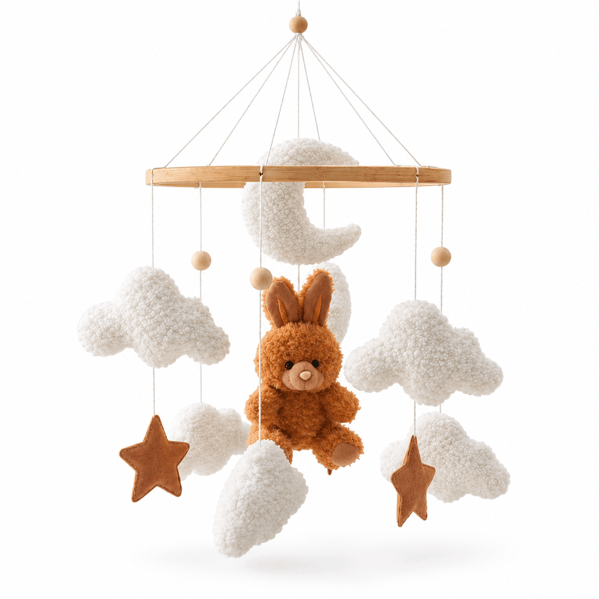 Soft Bunny Cloud Baby Crib Mobile for Visual Development