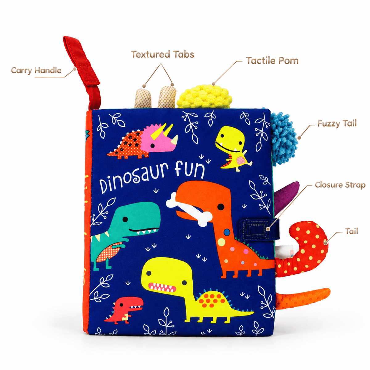 Soft Dinosaur Book for Babies | Montessori Sensory Fabric Book