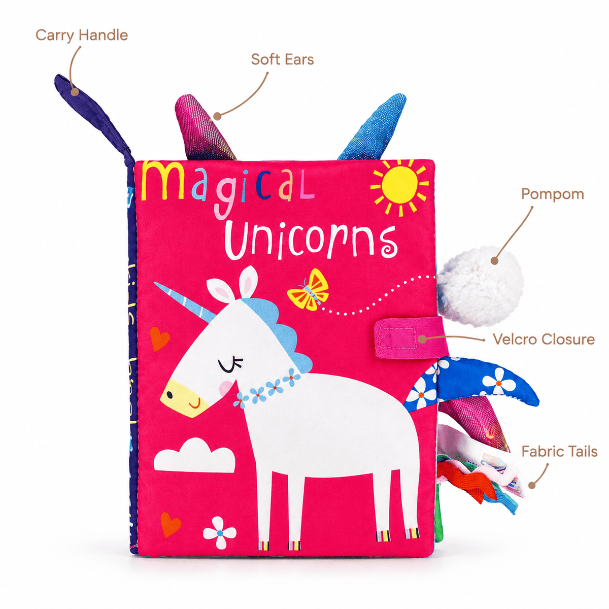 Soft Sensory Book with Unicorn Theme for Babies | Montessori Toy