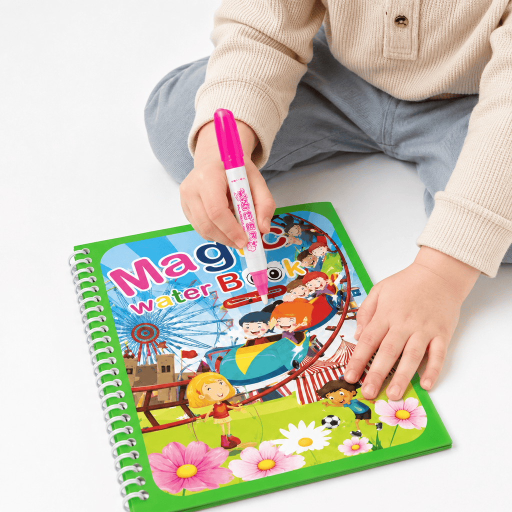 Water Painting Book with Amusement Park Scenes for Toddlers & Kids