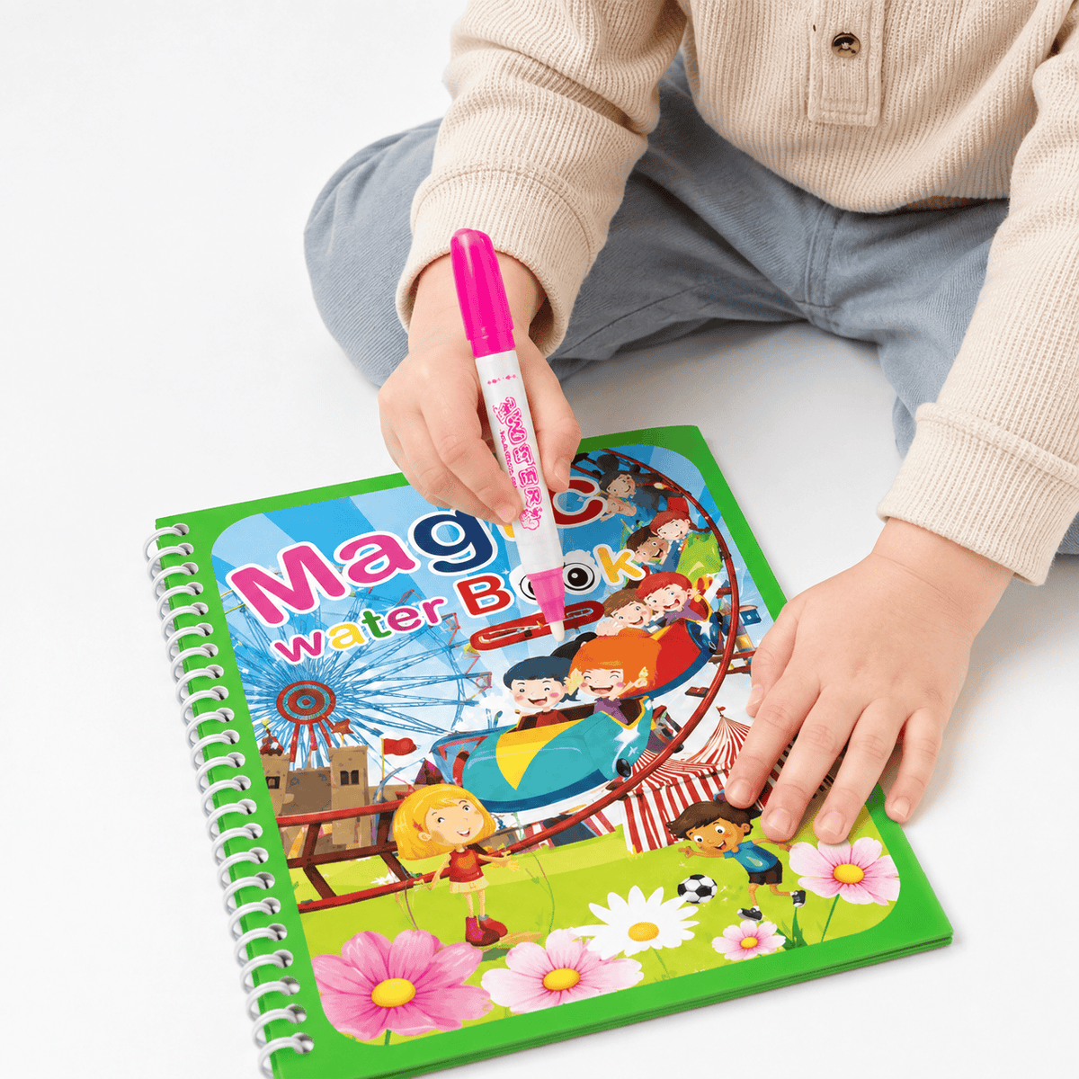 Water Painting Book with Amusement Park Scenes for Toddlers & Kids