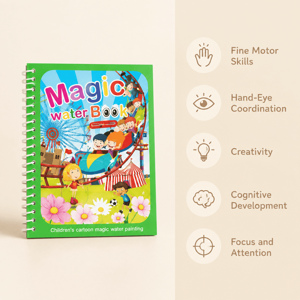 Water Painting Book with Amusement Park Scenes for Toddlers & Kids