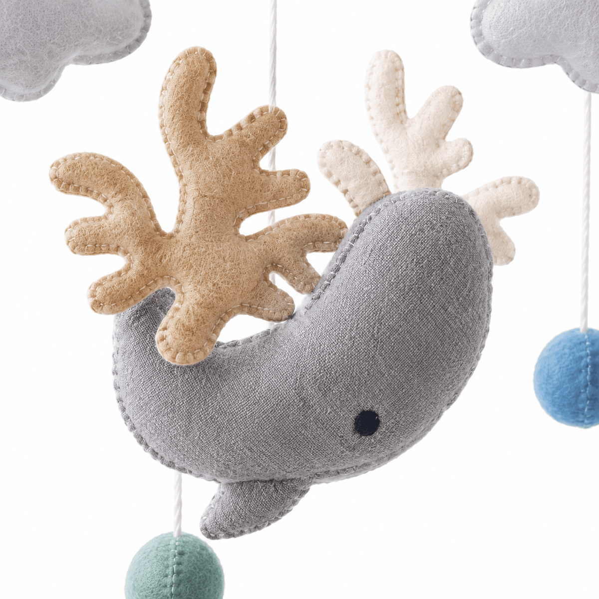 Whale Baby Mobile with Clouds & Ocean Theme for Nursery - Montessori