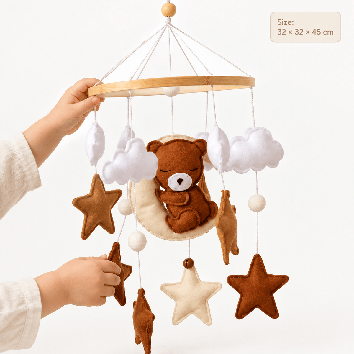 Wooden Baby Crib Mobile with Bear – Montessori Mobile for Babies